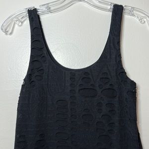 Textured ripped detail black dress